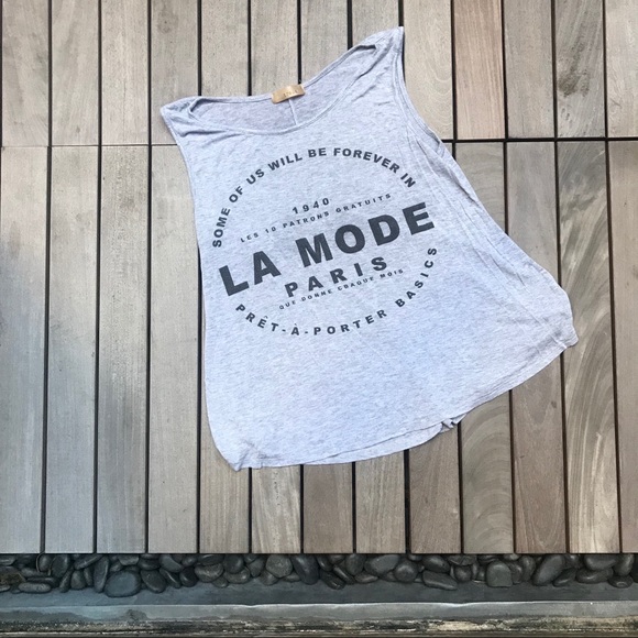 TRACE Light Grey Sleeveless ‘La Mode Paris’ Top - Picture 2 of 5